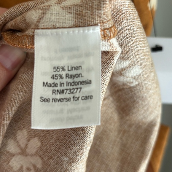 LAST CHANCE: Sleeveless Linen Blend Floral Tie Front Dress in Ginger, Large, NWT - Picture 6 of 8